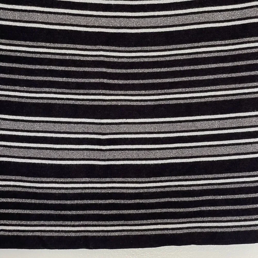 Loft Outlet Womens Skirt Gray Striped Pencil Metallic Black Silver Sparkle Sz XS